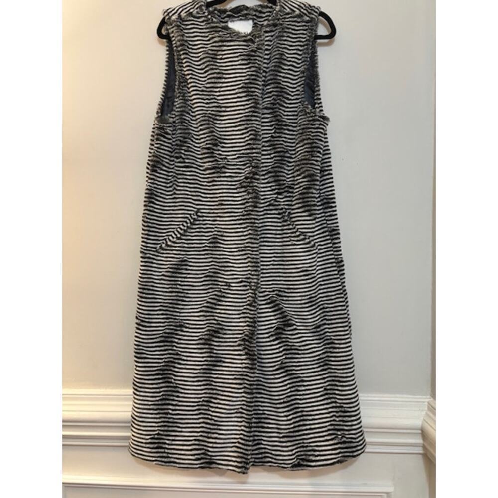monkl zebra print faux fur vest long duster midi length small size 4 - 6 soft